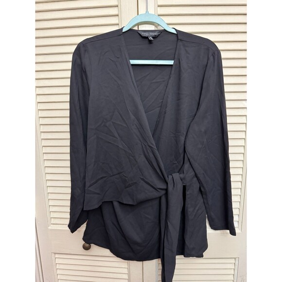 Ming Wang Sweater Women’s M black minimalist workwear career cardigan - Picture 2 of 7